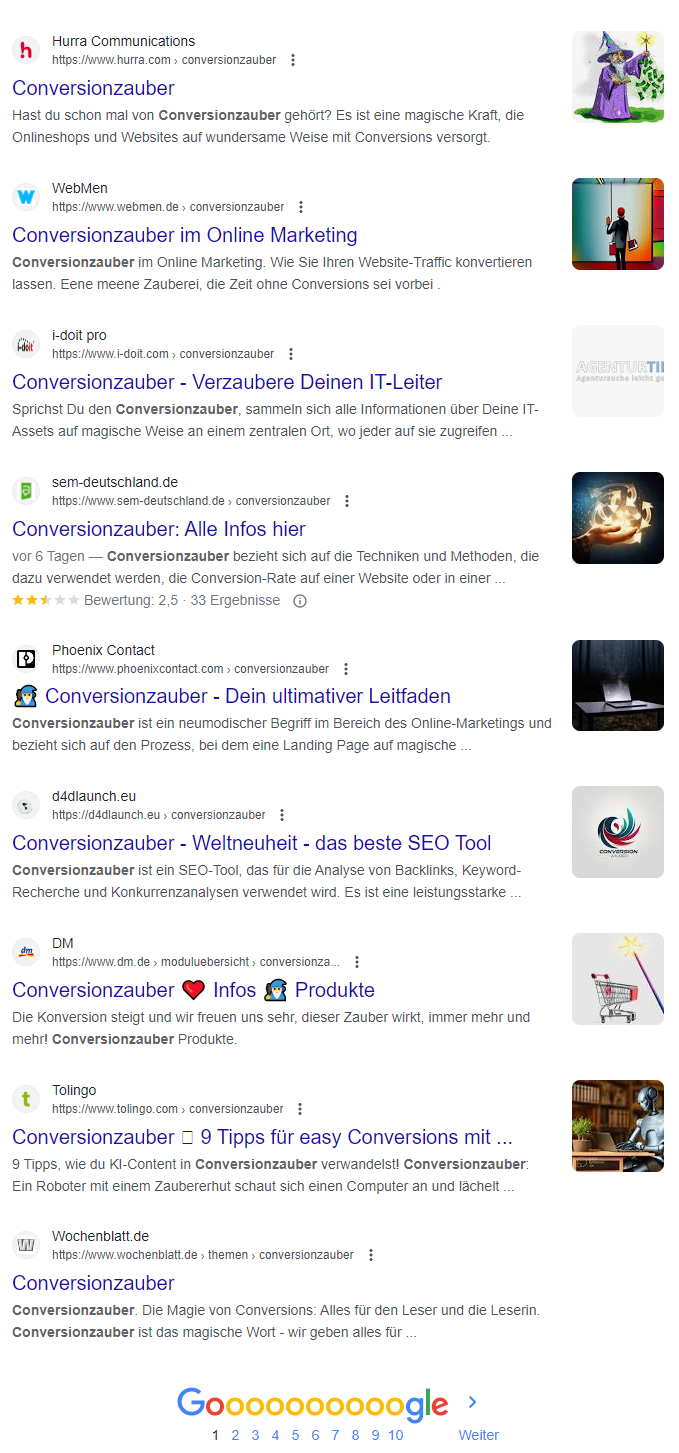 Conversionzauber Top10 am 07. Mai